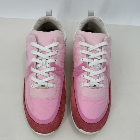 Chanel Pink Suede Calfskin & Nylon Sneakers G37137 Y55131 SIZE 46 US 13 MENS main image 9